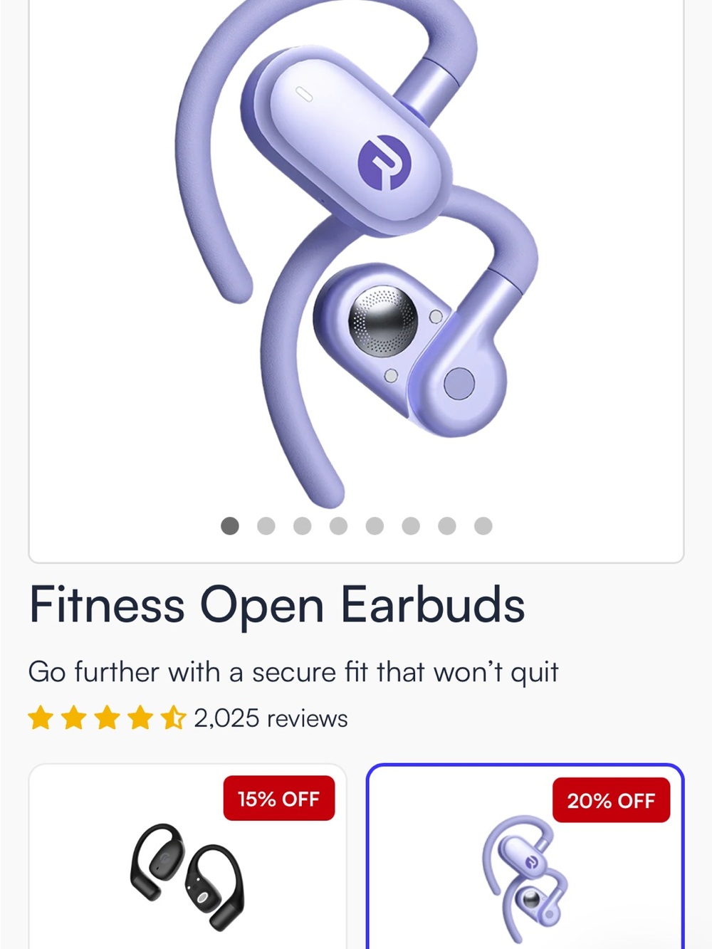 Fitness Open Earbuds — Purple Wireless Sport Earphones
